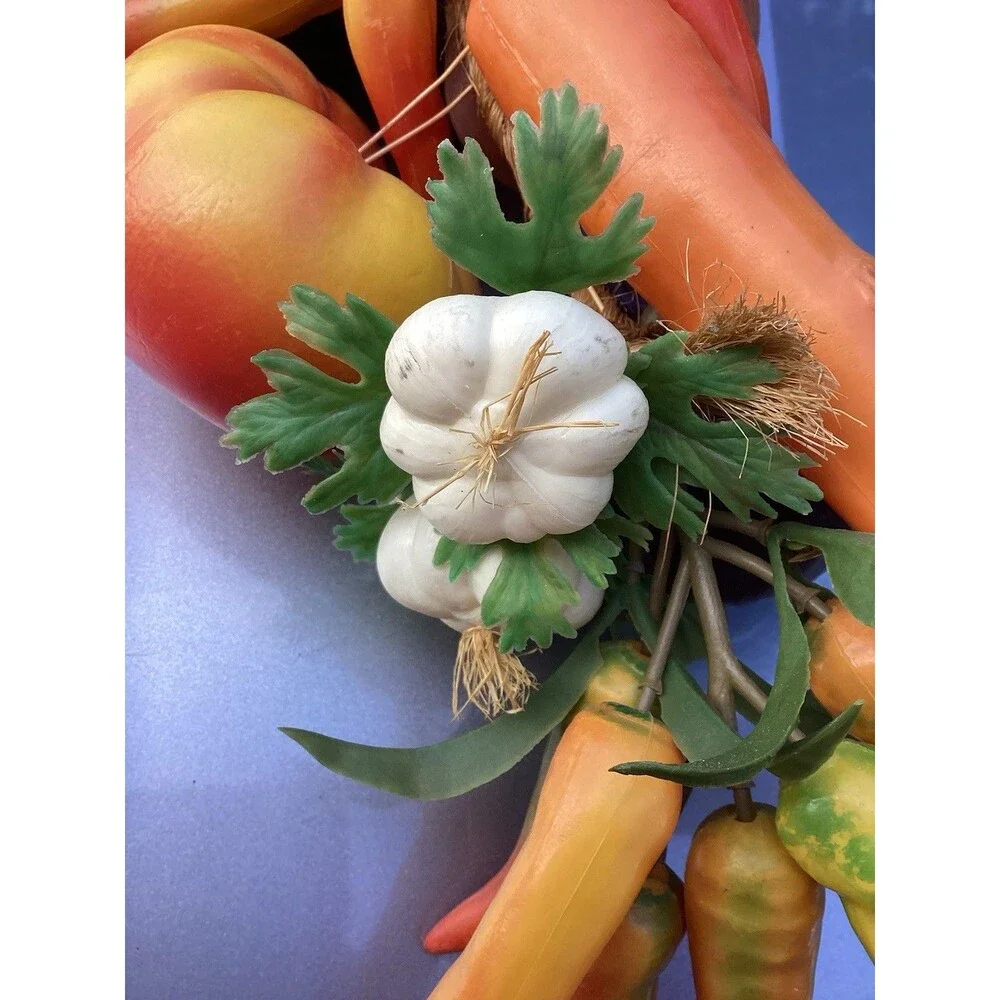 Farmhouse Plastic Vegetables On Braided Rope Hanging Decor/Garland 23